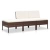 vidaXL 3 pcs conjunto lounge jardim c/ almofad&otilde;es vime PE castanho