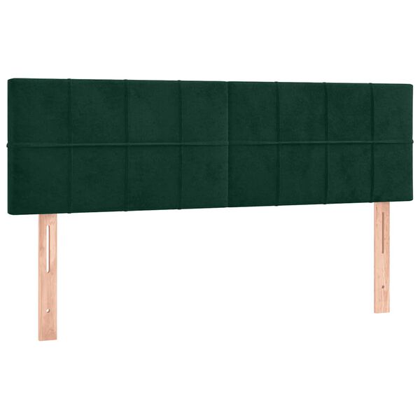 vidaXL Cabeceira de cama c/luzes LED veludo 144x5x78/88cm verde-escuro