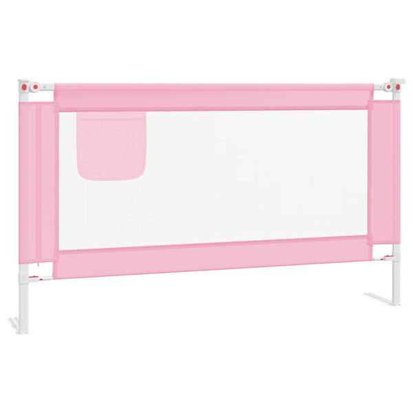 vidaXL Barra de seguran&ccedil;a p/ cama infantil tecido 140x25 cm rosa