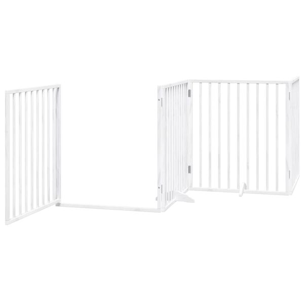 vidaXL Port&atilde;o p/ c&atilde;es com porta dobr&aacute;vel 6 pain&eacute;is 480 cm &aacute;lamo branco