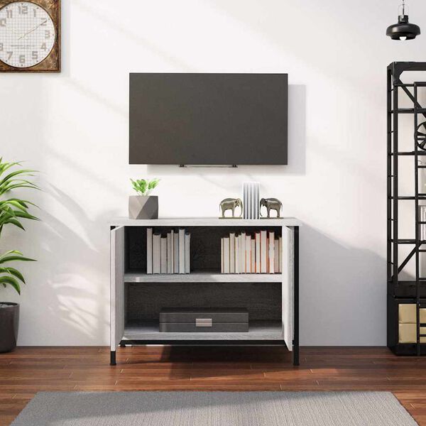 vidaXL M&oacute;vel para TV c/ portas 60x35x45 cm deriv. madeira cinza sonoma