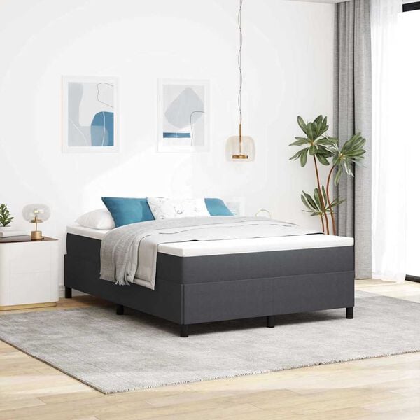 vidaXL Cama Box Cinza Escuro 140 x 200 cm Tecido de Veludo Cotele