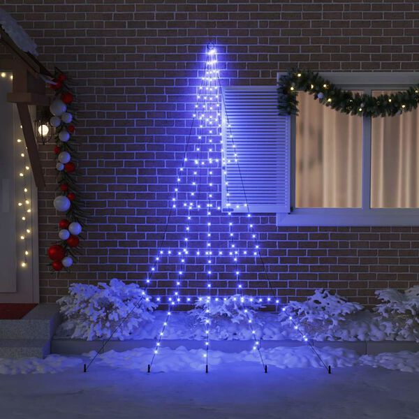 vidaXL Árvore de Natal LED com Estacas para o Solo Azul 300 cm Metal