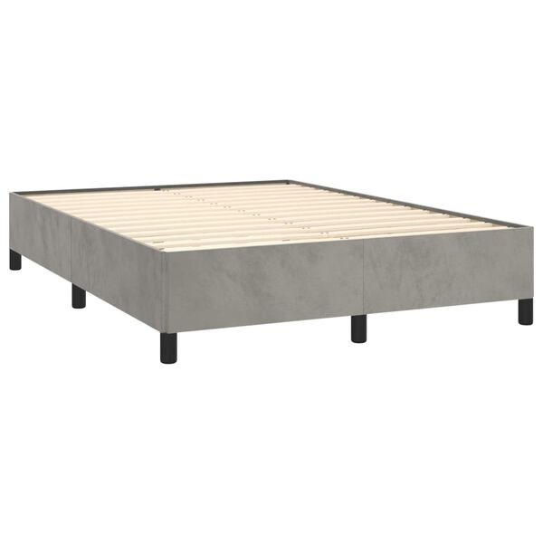 vidaXL Cama com molas/colch&atilde;o 140x190 cm veludo cinzento-claro