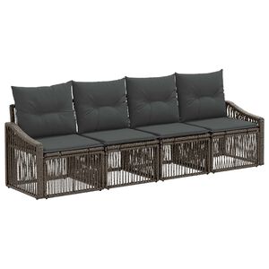 vidaXL Conjunto de Sof&aacute; de Jardim 4 pcs Cinzento vime PE
