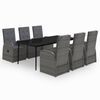 vidaXL 7 pcs conjunto de jantar para jardim com almofad&otilde;es cinza