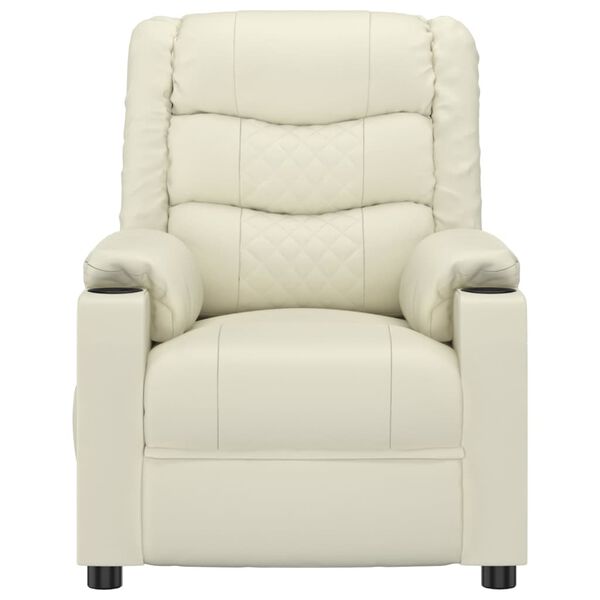 vidaXL Poltrona reclin&aacute;vel el&eacute;trica couro artificial cor creme