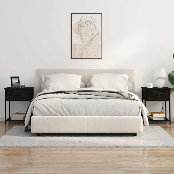 vidaXL Arm&aacute;rio de Cabeceira com gaveta Carvalho Preto 42 x 41 x 56 cm