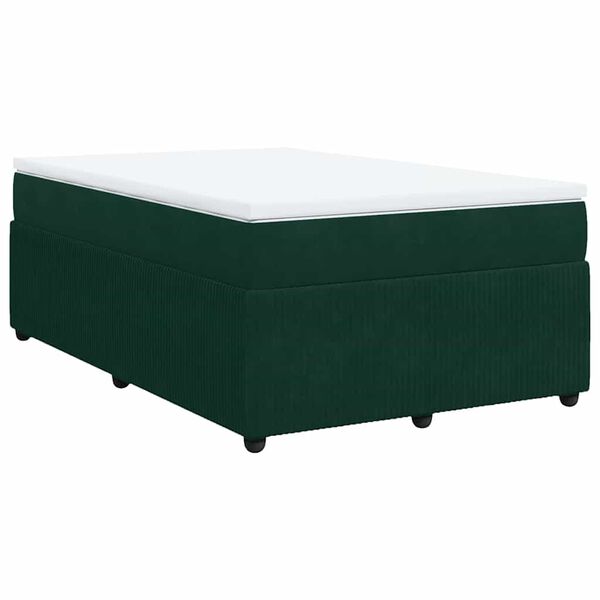 vidaXL Cama boxspring com colch&atilde;o 120x190 cm veludo verde-escuro