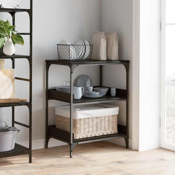 vidaXL Carrinho de Cozinha Carvalho Preto 60 x 41 x 80.5 cm