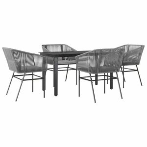vidaXL Conjunto jantar jardim 5 pe&ccedil;as almofadas vidro vime cinzento PE