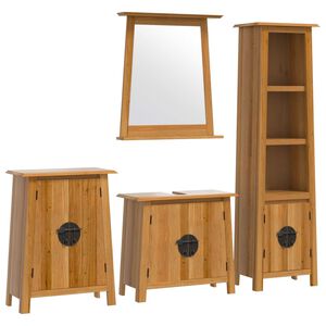 vidaXL 4 pcs conjunto m&oacute;veis p/ casa de banho madeira de pinho maci&ccedil;a