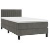 vidaXL Cama box spring c/ colch&atilde;o/LED 90x200 cm veludo cinzento-escuro