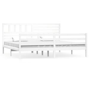 vidaXL Estrutura de cama 200x200 cm madeira maci&ccedil;a branco