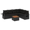 vidaXL 7 pcs conjunto de sof&aacute;s p/ jardim c/ almofad&otilde;es vime PE preto