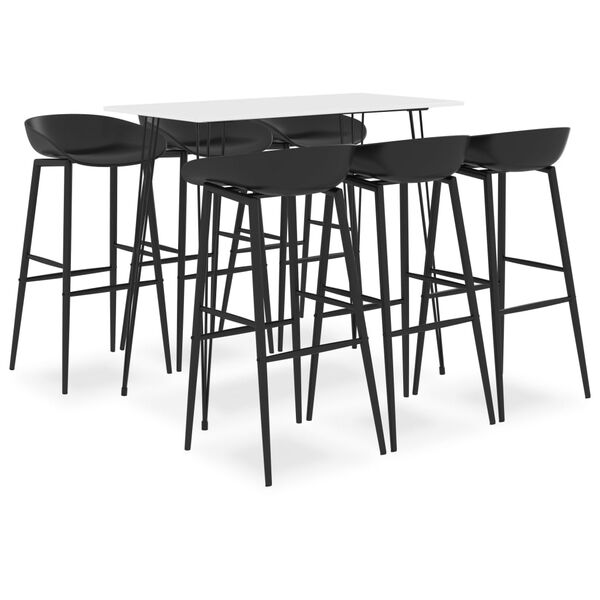 vidaXL 7 pcs conjunto de bar branco e preto