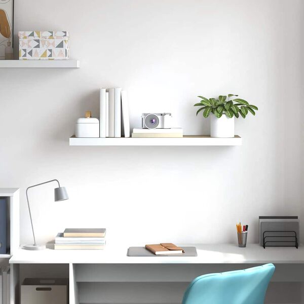 vidaXL Prateleira parede suspensa 90x23,5x3,8cm MDF carvalho e branco