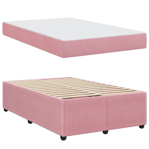 vidaXL Estrutura da Cama com colch&atilde;o Rosa 120 x 190 cm tecido