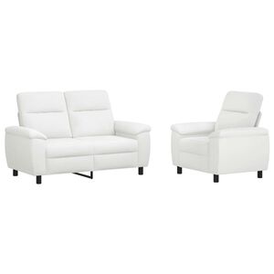 vidaXL Conjunto de Sof&aacute;s 2 pcs Branco Tecido