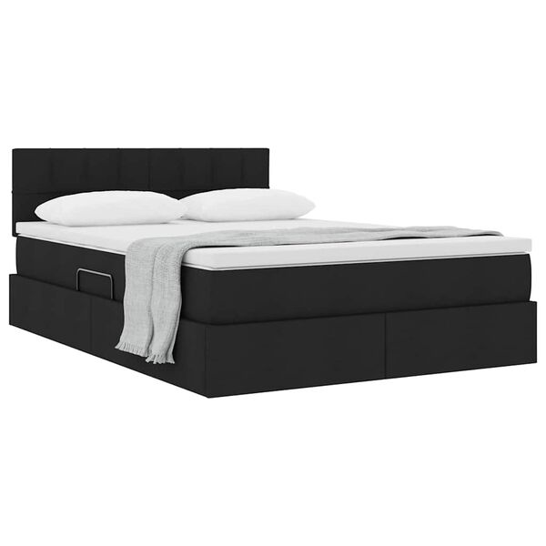 vidaXL Cama com arruma&ccedil;&atilde;o e colch&atilde;o com colch&atilde;o Preto 120 x 200 cm