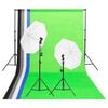 vidaXL Kit de ilumina&ccedil;&atilde;o para est&uacute;dio com fundos e sombrinhas