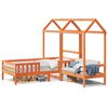 vidaXL Conj. de cama e banco c/ telhado 90x190 cm pinho castanho-mel