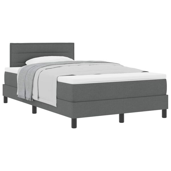 vidaXL Cama Box com colch&atilde;o Cinza Escuro 120 x 190 cm tecido