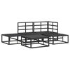 vidaXL Conjunto de Sof&aacute; de Jardim com almofada 5 pcs Preto Alum&iacute;nio