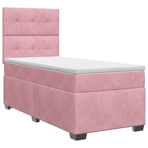 vidaXL Cama box spring com colch&atilde;o Rosa 100 x 200 cm Veludo
