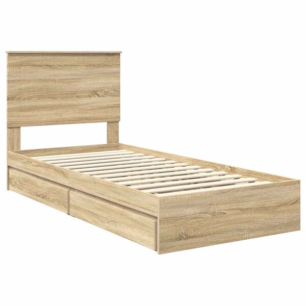 vidaXL Cama com Armazenamento com gaveta Carvalho Sonoma 90 x 190 cm