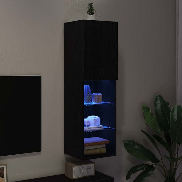 vidaXL Conjunto de m&oacute;vel de TV Carvalho Preto 30,5 x 30 x 102 cm