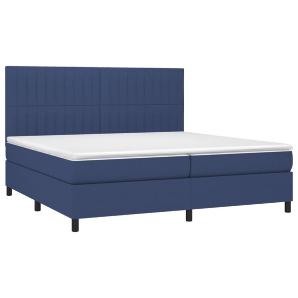 vidaXL Cama com molas/colch&atilde;o 200x200 cm tecido azul