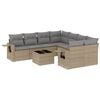 vidaXL 9 pcs conjunto de sof&aacute;s p/ jardim com almofad&otilde;es vime PE bege