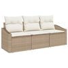 vidaXL Conjunto de Sof&aacute; de Jardim 3 unid. Bege e Branco vime PE