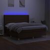 vidaXL Cama box spring c/ colch&atilde;o/LED 180x200cm tecido castanho-escuro