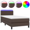 vidaXL Cama box spring c/ colch&atilde;o/LED 90x200 cm couro artif. castanho