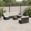 vidaXL 10 pcs conjunto sofás de jardim c/ almofadões vime PE preto