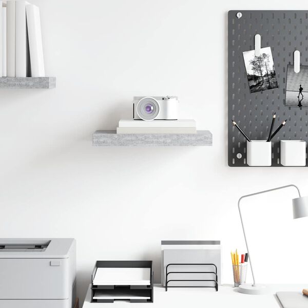 vidaXL Prateleira de parede suspensa 40x23x3,8 cm MDF cinzento-cimento