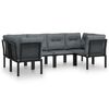 vidaXL 6 pcs conjunto lounge de jardim vime PE preto e cinzento
