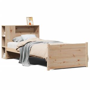 vidaXL Cama com estante sem colch&atilde;o 75x190 cm pinho maci&ccedil;o