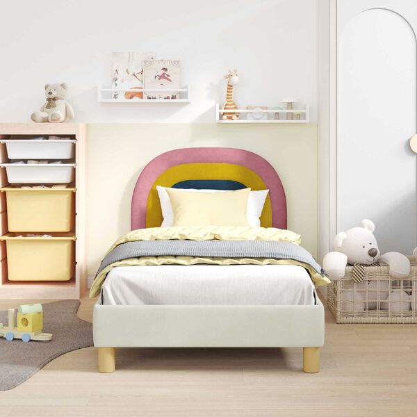 vidaXL Estrutura de Cama Infantil com Cabeceira Creme 80 x 160 cm