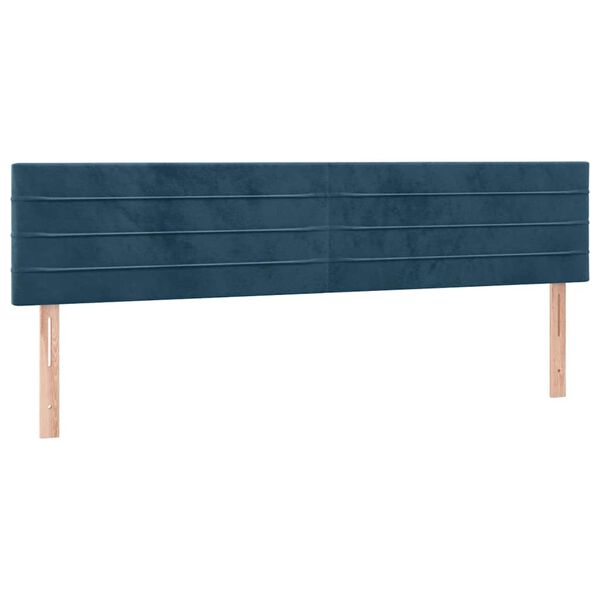 vidaXL Cabeceira de cama c/ luzes LED veludo 180x5x78/88cm azul-escuro