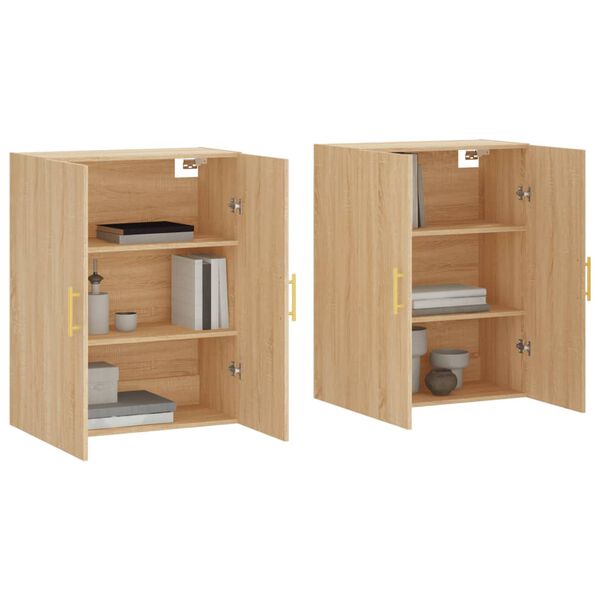 vidaXL Arm&aacute;rios de parede 2 pcs 69,5x34x90 cm carvalho sonoma