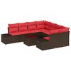 vidaXL Conjunto de Sof&aacute; de Jardim 9 unid. Castanho vime PE