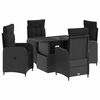 vidaXL Conjunto de Jantar para Exterior 5 unid. Preto vime PE