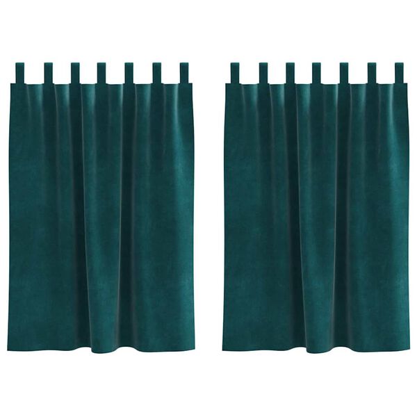 vidaXL Cortinas opacas 2 pcs Verde Escuro 140 x 140 cm Veludo