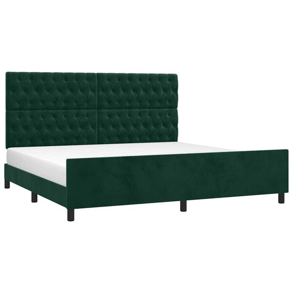vidaXL Estrutura de cama sem colch&atilde;o 200x200 cm veludo verde-escuro