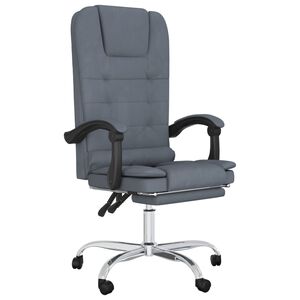 vidaXL Cadeira de massagens reclin&aacute;vel escrit&oacute;rio veludo cinza-escuro
