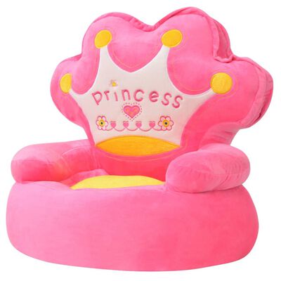 vidaXL Cadeira em pelúcia infantil, princesa, rosa
