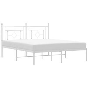 vidaXL Estrutura de cama com cabeceira 160x200 cm metal branco
